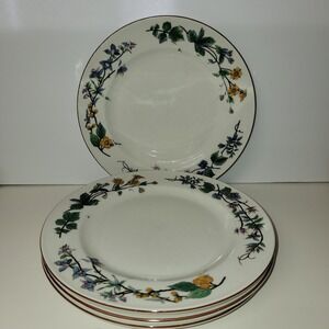 Woodhill by Citation Dinner Plates Floral Pattern Lot of 4 White 10.5" Inch